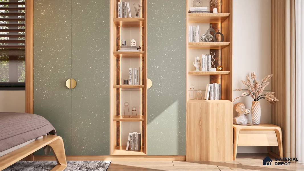 Green Sparkle Look LM 01226 8 ft x 4 ft Matte Finish Decorative Laminate - 1 mm | Suitable for TV Unit, Wardrobe, Kitchen Cabinets