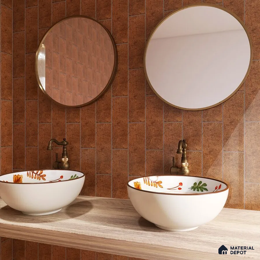 Earthy Elegance Textured Brown Wall with Golden Accents | Material Depot
