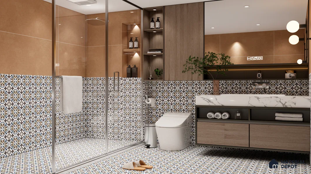 Moroccan Wall & Floor Tile TL 11105 Cordoba Fleur 1 ft x 1 ft Ceramic Matte Finish Tile - 10 mm | Suitable For Kitchen, Bathroom, Balcony
