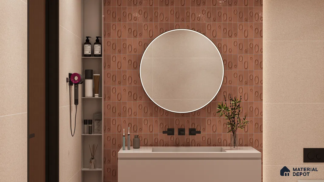 Patterned Wall Tile TL 05750 B Tones Tron Cipria 1 ft x 1 ft Ceramic Glossy Finish - 9 mm | Suitable for Living Room, Bedroom, Kitchen, Bathroom | Please Expect a Slight Variation of Pattern