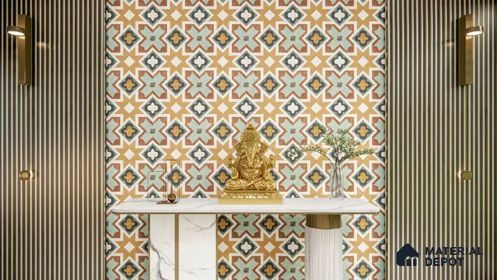 Multifired Moroccan Floor & Wall Tile TL 05685 Zellige Rodin Emerald 1 ft x 1 ft Vitrified Matte Finish - 9 mm | Suitable for Bathroom, Kitchen & Backsplash
