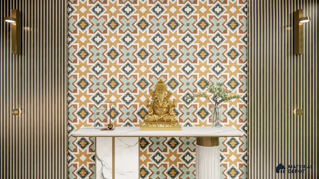 Multifired Moroccan Floor & Wall Tile TL 05685 Zellige Rodin Emerald 1 ft x 1 ft Vitrified Matte Finish - 9 mm | Suitable for Bathroom, Kitchen & Backsplash