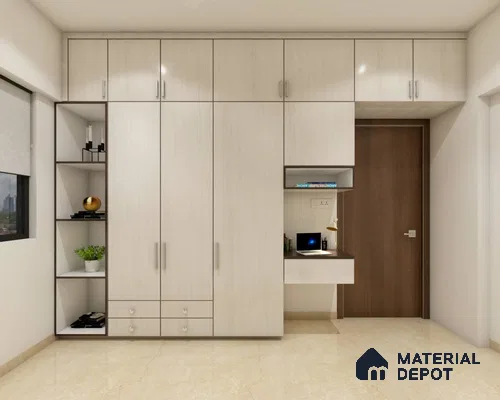Sleek White Wardrobe with Study