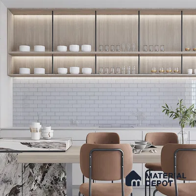 Elegance in Monochrome Tiled Bath Area with Stylish Accents | Material Depot