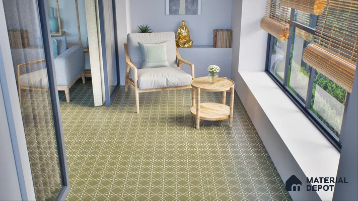 TL 03342 Fontana Green 2 ft x 2 ft Carving Matte Finish Vitrified Tile - 9 mm | Please Expect a Slight Variation of Pattern | Suitable For Kitchen, Balcony, Dining Area