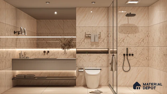 Budget Friendly Marble Floor & Wall Tile Value For Money TL 05597 Crema Arenado 4 ft x 2 ft - Vitrified Glossy Finish -9 mm | 3 Random Design | Suitable for Living Room, Bedroom & Bathroom