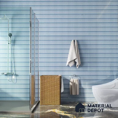 Faux Subway Wall Tile TL 04691 F Vertiline Kitkat Solara Bright Blue 2 ft x 1 ft Ceramic Glossy Finish - 9 mm | Suitable For Kitchen, Bathroom Walls and Backsplashes | Please Expect a Slight Variation of Pattern