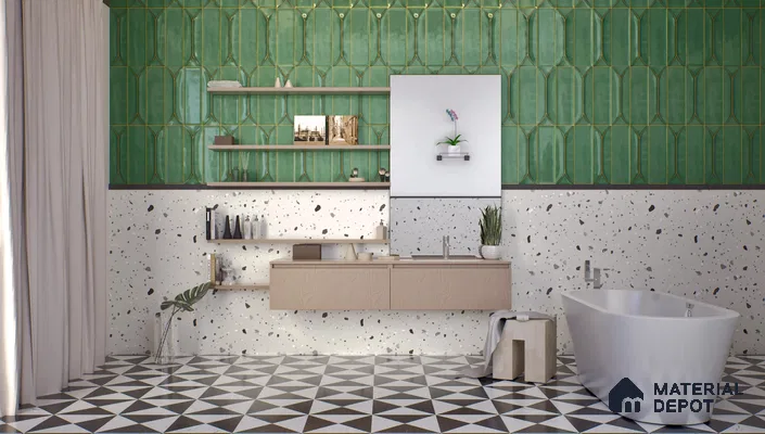 Terrazzo Wall & Floor Tile TL 08710 Grey 4 ft x 2 ft Glossy Finish Vitrified Tile - 8.5 mm