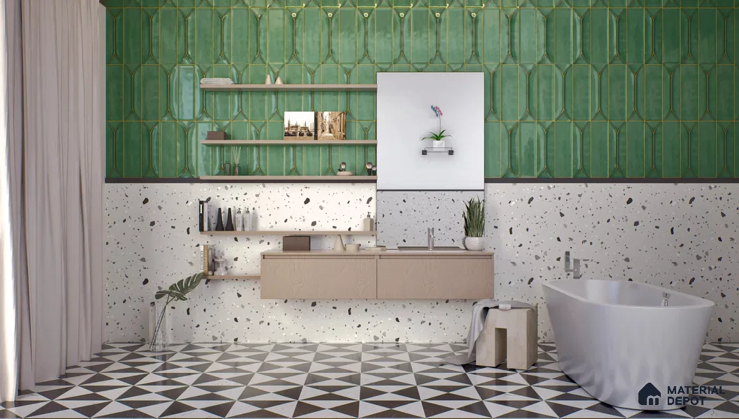 Terrazzo Wall & Floor Tile TL 08710 Grey 4 ft x 2 ft Glossy Finish Vitrified Tile - 8.5 mm