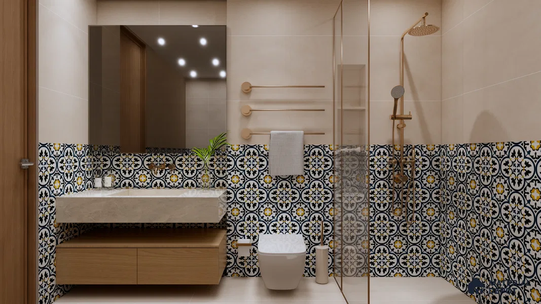 Moroccan Floor & Wall Tile TL 05430 B Morissa Blue Fleur 1 ft x 1 ft Ceramic Matte Finish - 7.5 mm | Suitable for Bathroom, Kitchen, Balcony | Please Expect a Slight Variation of Pattern
