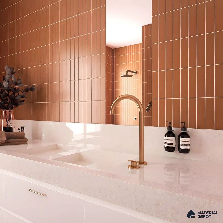 Elegant Bathroom with Warm Tones | Material Depot