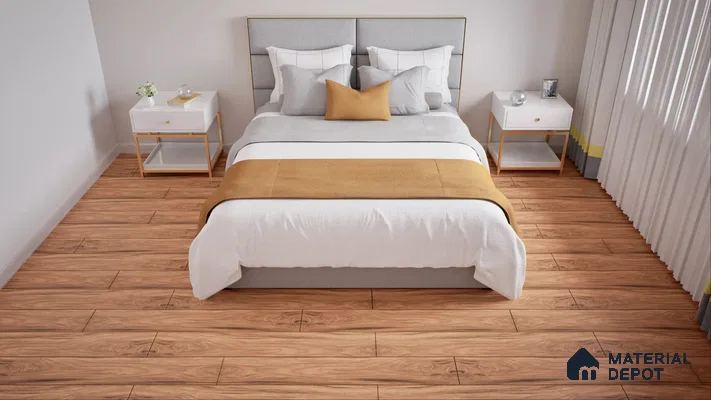 Elegant Bedroom with Cozy Wooden Flooring | Material Depot