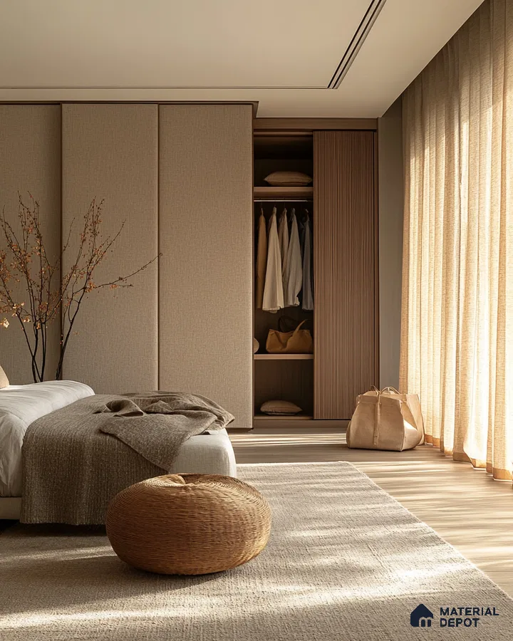 Elegant Bedroom Design with Fabric Accents and Panoramic Views Adarsh Palm Acres Hoskote | Material Depot