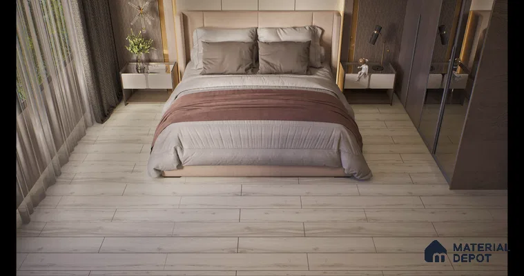 SPC Floor Moonlight Grey Texture Finish Officeline SP 00091 | 4 ft x 7 inch x 6 mm | UV Coating IXPE Backing Layer | Suitable for Flooring, Living Room, Bedroom