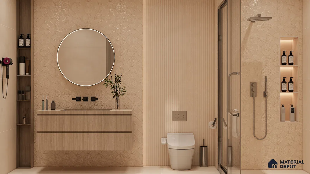 Punch Wall Tile TL 06182 B Lemmy Crema Comb 4 ft x 2 ft Vitrified Lustera Effect Feather Feel Matte Finish - 8.5 mm | Suitable for Living Room, Bedroom, Bathroom