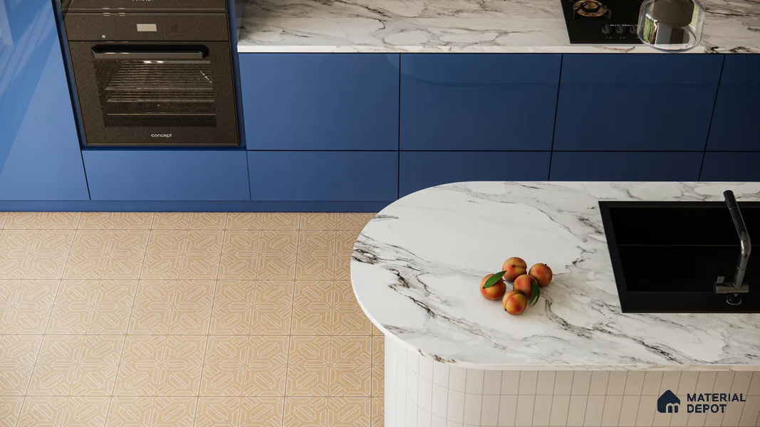Moroccan Floor & Wall Tile TL 05089 Bauhaus Amber Glow 1 ft x 1 ft Ceramic Matte Finish - 9 mm | Suitable for Bathroom, Kitchen, Balcony | Please Expect a Slight Variation of Pattern