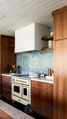 Elegant Blue And Wood Kitchen | Material Depot