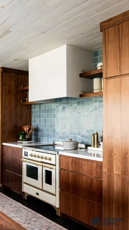 Elegant Blue And Wood Kitchen | Material Depot