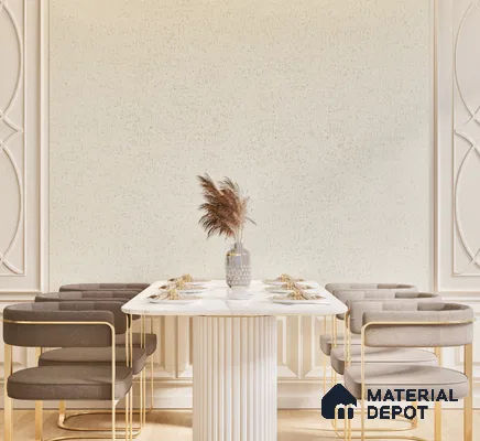 Elegant Dining Room with Textured Wall and Gold Accented Furniture | Material Depot