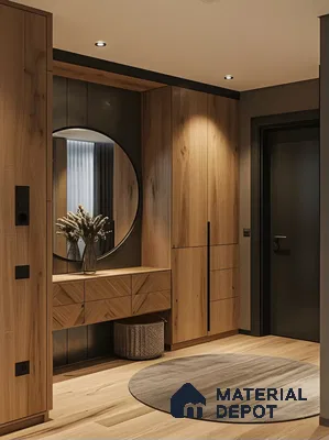 Elegant Entryway with Warm Wood Finishes and Modern Accents | Material Depot