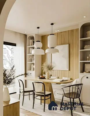 Elegant Finish Dining Area With Modern Wooden Look | Material Depot