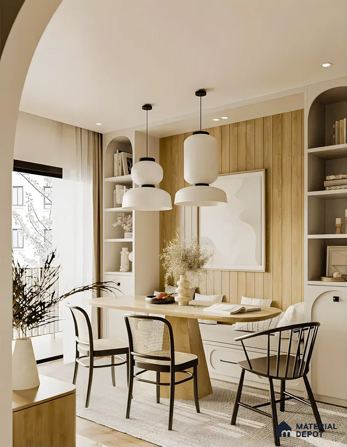 Elegant Finish Dining Area With Modern Wooden Look | Material Depot