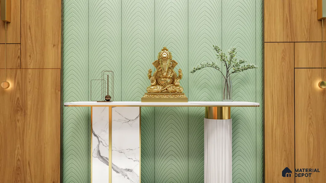 Green Patterned Decorative Wall Panel PN 02877 8 ft x 12 inch Charcoal Panel - 4 mm | Suitable for Feature Wall, TV Unit & Living Room | Width is Subjected to 5% Variation