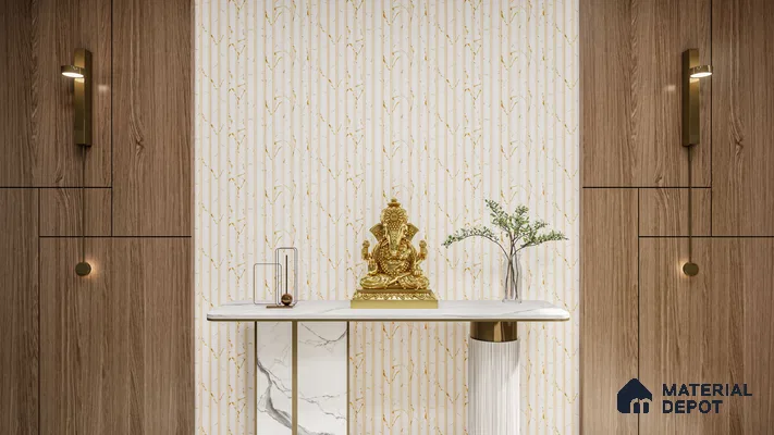 Elegant Foyer with White and Gold Fluted Panel and Marble Console | Material Depot