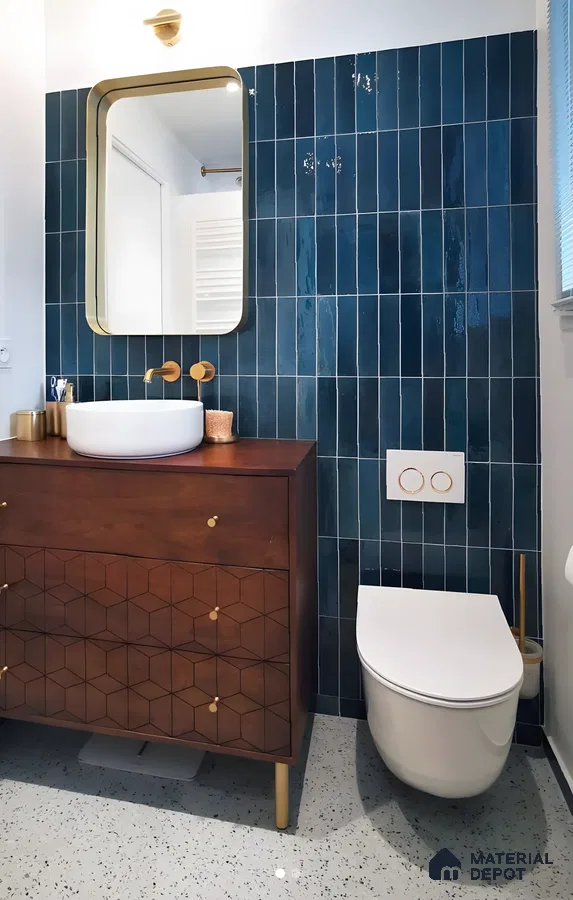 Elegant Gold Accents and Terrazzo Floor with modern wooden laminate Assetz Marq 3.0 Whitefield | Material Depot