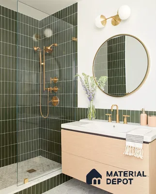 Elegant Green and Gold Bathroom Design | Material Depot