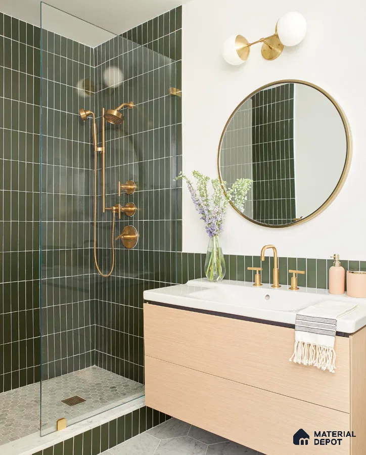 Elegant Green and Gold Bathroom Design | Material Depot