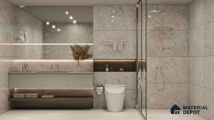 Elegant Grey Marble Look Bathroom Tiles for a Spa-Like Ambience | Material Depot