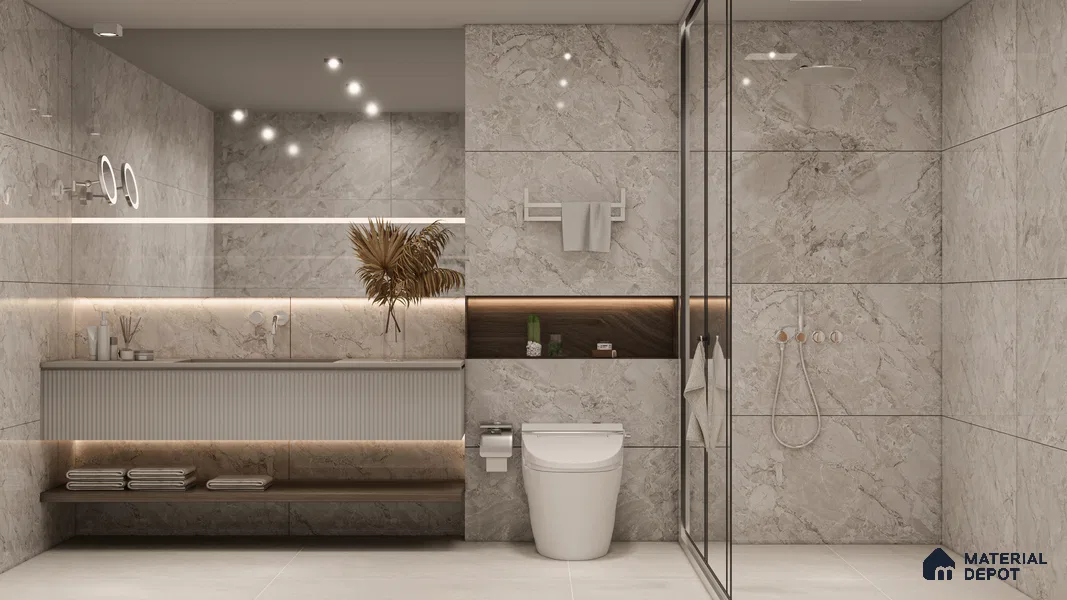 TL 08619 Silver 4 ft x 2 ft Glossy Finish Vitrified Floor & Wall Tile - 9 mm