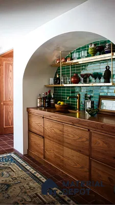 Elegant Home Bar with Vibrant Green Tiles | Material Depot