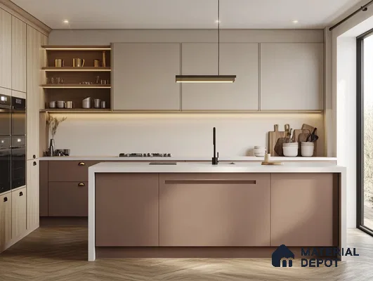 Elegant Kitchen Design in Soft Brown and Beige Tones | Material Depot