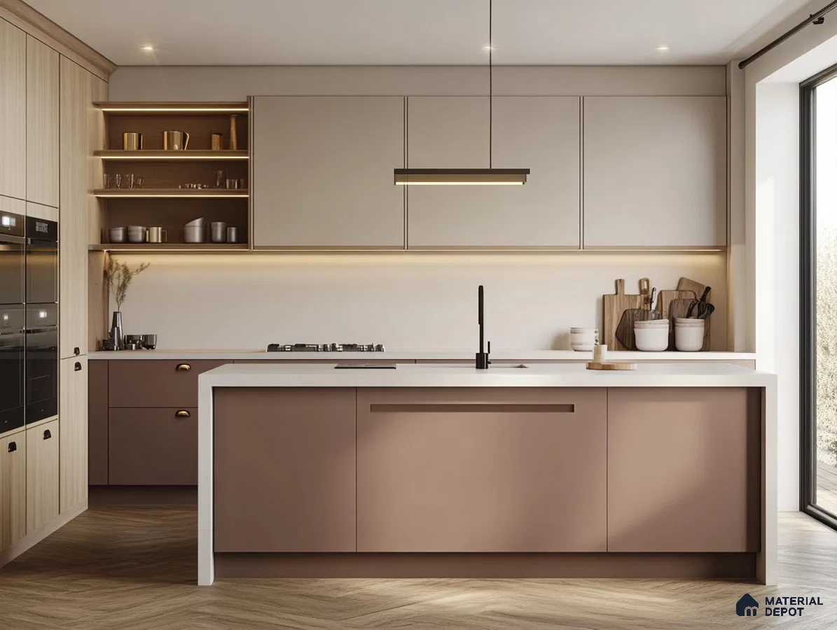Elegant Kitchen Design in Soft Brown and Beige Tones | Material Depot