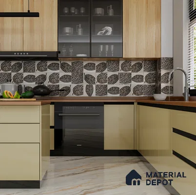 Metallic Wall Handmade Tile TL 05865 Vein Branch Leaf Vein 197 mm x 197 mm Vitrified - 9 mm | 4 Random Patterns | Suitable For Living Room, Bedroom, Kitchen