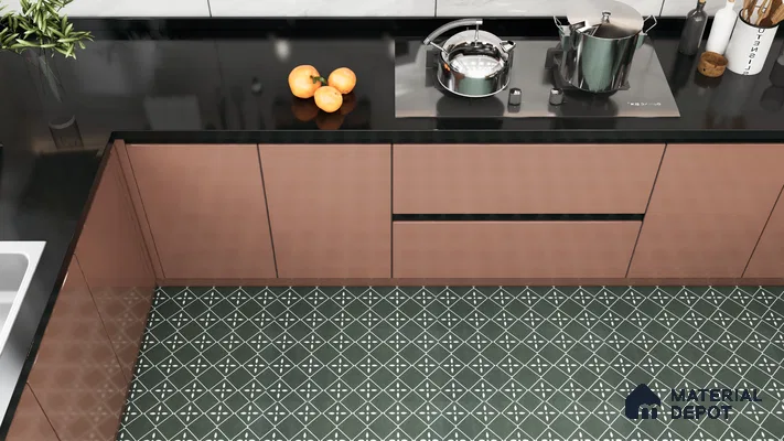 TL 03342 Fontana Green 2 ft x 2 ft Carving Matte Finish Vitrified Tile - 9 mm | Please Expect a Slight Variation of Pattern | Suitable For Kitchen, Balcony, Dining Area