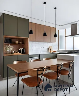 Elegant Kitchen With White Subway Tile Backsplash | Material Depot