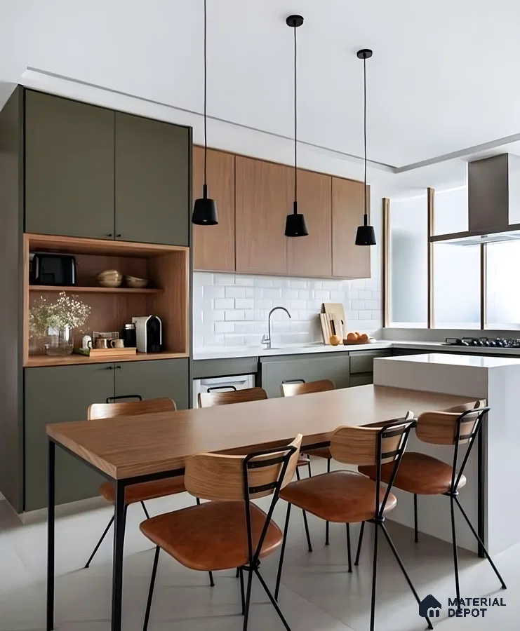 Elegant Kitchen With White Subway Tile Backsplash | Material Depot