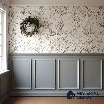 Elegant Leafy Wallpaper With Classic Wainscoting In A Cozy Corner | Material Depot