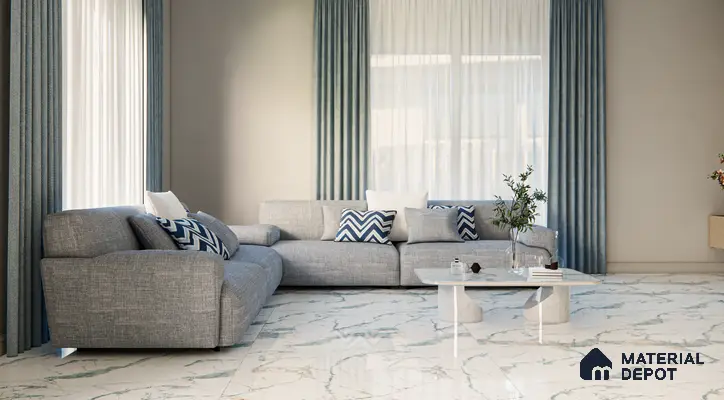 Marble Wall & Floor Tile TL 05146 Marblis Aqua Vein 4 ft x 2 ft Vitrified Endless Glossy Finish - 9 mm (Random 3) | Suitable for Living Room, Bedroom & Bathroom