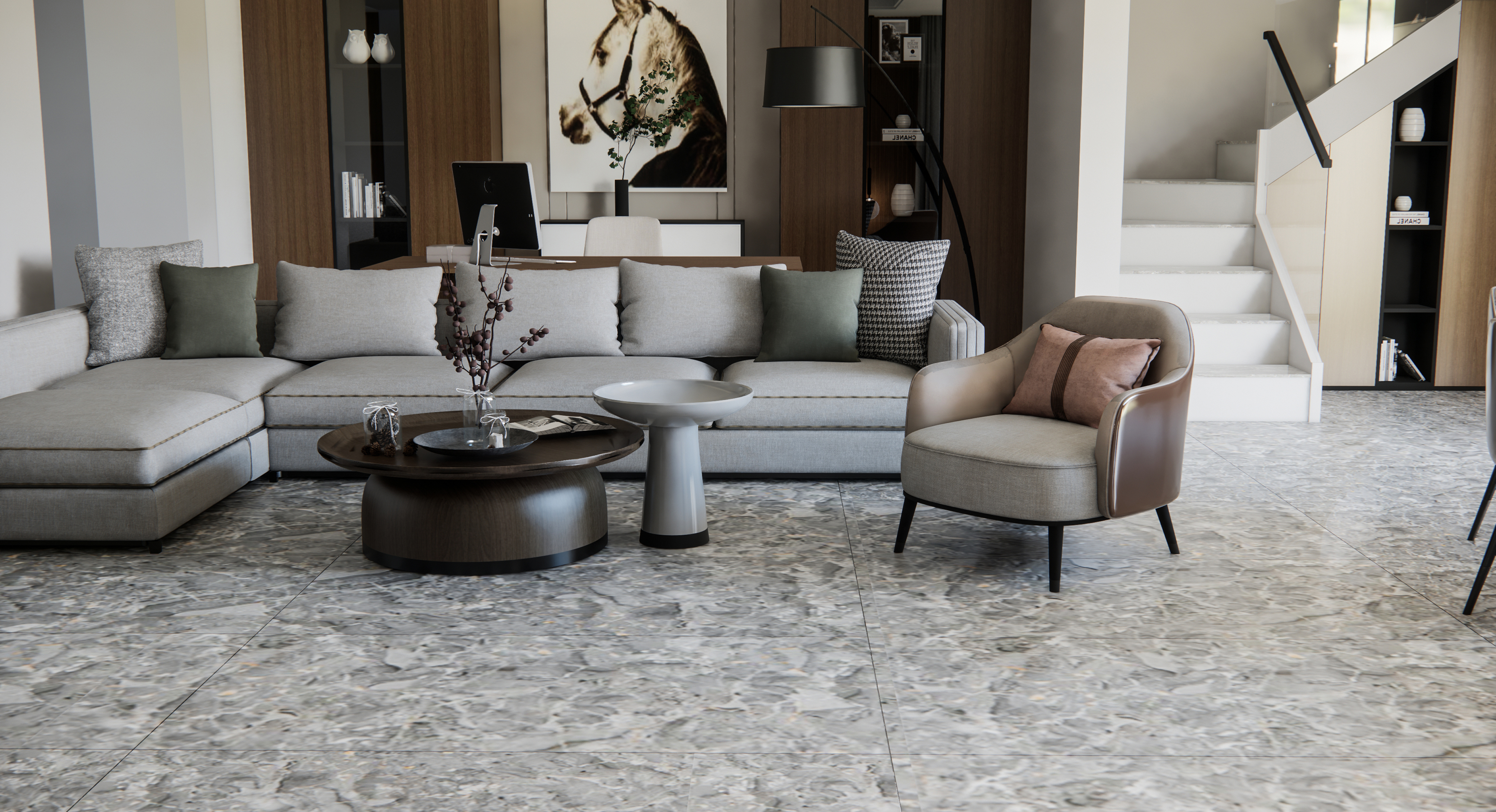 Marble Look Wall & Floor Tile TL 08958 | Glossy Finish 4 ft x 2 ft Vitrified Tile - 9 mm | Suitable For Kitchen, Bathroom, Bedroom & Office