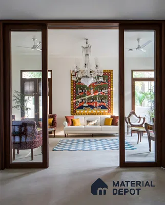 Elegant Living Room with Traditional Indian Artwork | Material Depot