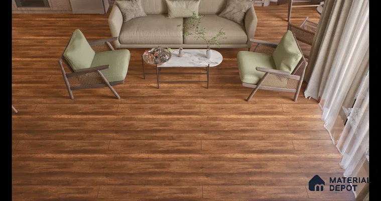 Elegant Living Room with Warm Honey Oak Flooring | Material Depot
