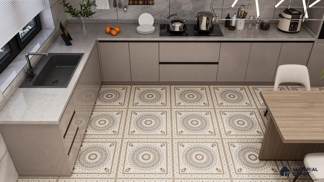 Moroccan Carpet Wall & Floor Tile TL 05331 B Atlas Marrakeh Mix Type B 2 ft x 2 ft Vitrified Matte Finish - 9 mm | Suitable for Foyer, Bedroom, Kitchen | Please Expect a Slight Variation of Pattern