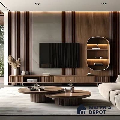 Elegant Minimalism: A Symphony Of Wood And Modern TV Unit Design | Material Depot