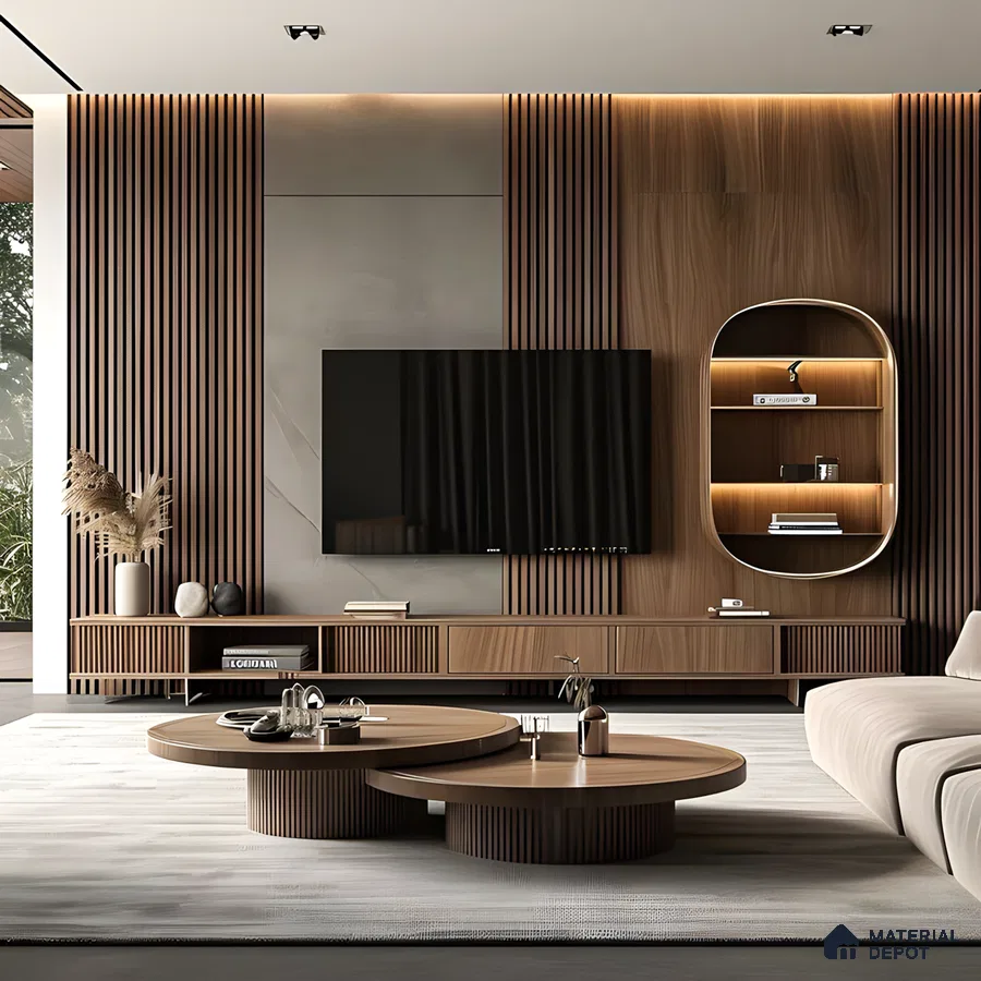 Elegant Minimalism: A Symphony Of Wood And Modern TV Unit Design | Material Depot