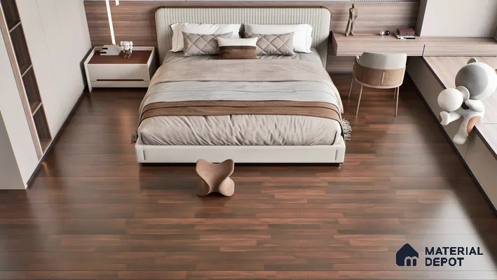 HDF Laminate Wood Floor Glossy Finish Gleam LF 00263 | 4 ft x 8 inch x 8 mm | AC4 Grade | Arc Click With Wax Coating | U Groove | Suitable for Flooring, Living Room, Bedroom