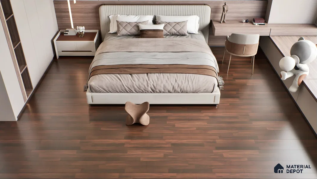 HDF Laminate Wood Floor Glossy Finish Gleam LF 00263 | 4 ft x 8 inch x 8 mm | AC4 Grade | Arc Click With Wax Coating | U Groove | Suitable for Flooring, Living Room, Bedroom